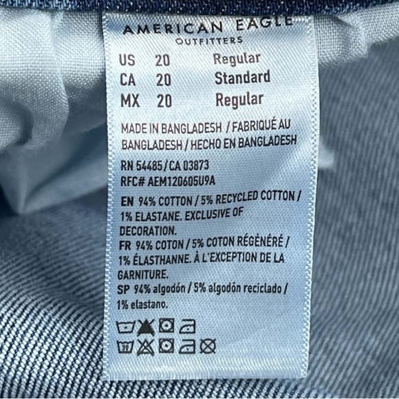 NWT AMERICAN EAGLE CURVY HIGH RISE BAGGY STRAIGHT LEG JEANS - SIZE 20 - Picture 11 of 11